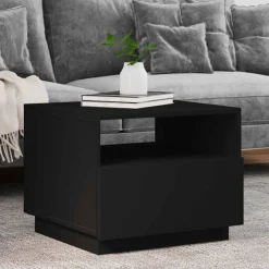 Best Muebles tifón Mesa de centro con luces LED negro 50x49x40 cm Negro