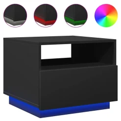 Best Muebles tifón Mesa de centro con luces LED negro 50x49x40 cm Negro