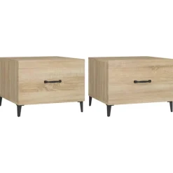 Best Muebles tifón Mesa de centro con patas de metal 2 uds roble Sonoma 50x50x40cm Marrón