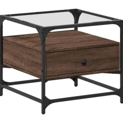Best Muebles tifón Mesa de centro con puertas de vidrio marrón roble 50x50x45 cm Marrón