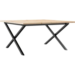 Best Muebles tifón Mesa de centro marco X madera maciza pino y acero 90x90x45 cm Marrón