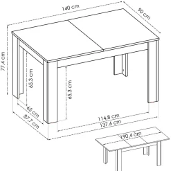 Clearance Muebles tifón Mesa de comedor extensible ECO Natural