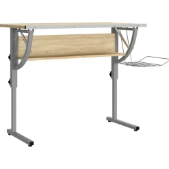 Best Muebles tifón Mesa de dibujo madera y acero gris y roble 110x53x(58-87) cm Marrón