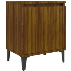 Best Muebles tifón Mesita de noche con patas de metal marrón roble 40x30x50 cm Marrón