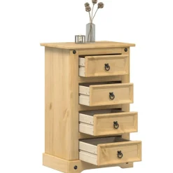 Best Muebles tifón Mesita de noche Corona madera maciza de pino 53x39x84 cm Marrón