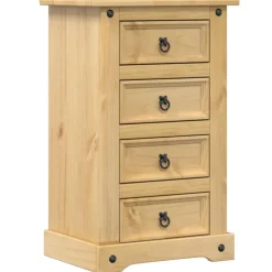 Best Muebles tifón Mesita de noche Corona madera maciza de pino 53x39x84 cm Marrón