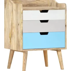 Best Muebles tifón Mesita de noche de madera maciza de mango 47x35x63 cm Multicolor