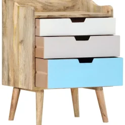 Best Muebles tifón Mesita de noche de madera maciza de mango 47x35x63 cm Multicolor