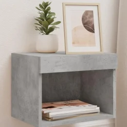 Best Muebles tifón Mesita de noche de pared con luces LED gris hormigón Gris