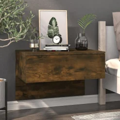 Best Muebles tifón Mesita de noche de pared roble ahumado Marrón