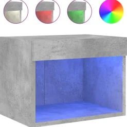 Best Muebles tifón Mesita de noche de pared con luces LED gris hormigón Gris