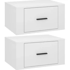 Outlet Muebles tifón Mesitas de noche de pared 2 uds blanco brillante 50x36x25 cm Blanco
