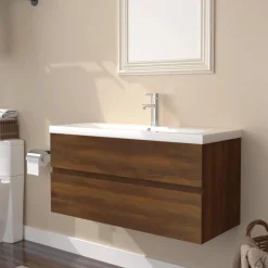 Best Muebles tifón Mueble de baño con lavabo madera contrachapada marrón roble Marrón