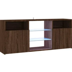 Best Muebles tifón Mueble de TV con luces LED marrón roble 120x30x50 cm Marrón