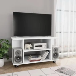 Best Muebles tifón Mueble de TV con ruedas madera de ingeniería blanco 80x40x45 cm Blanco
