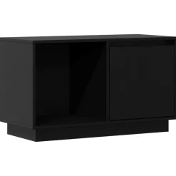 Best Muebles tifón Mueble de TV de madera maciza de pino negro 74x35x44 cm Negro