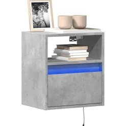 Best Muebles tifón Mueble de TV de pared con luces LED gris hormigón 41x31x45 cm Gris