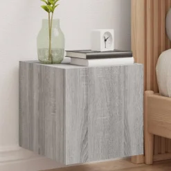 Best Muebles tifón Mueble de TV de pared con luces LED gris Sonoma 30,5x35x30 cm Gris