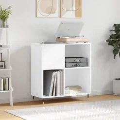 Discount Muebles tifón Mueble para discos madera contrachapada blanco 84,5x38x89 cm Blanco