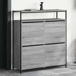 Best Muebles tifón Mueble zapatero 4 cajones abatibles gris Sonoma 100x34x112 cm Gris