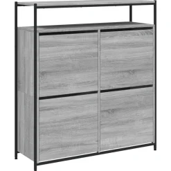 Best Muebles tifón Mueble zapatero 4 cajones abatibles gris Sonoma 100x34x112 cm Gris