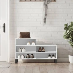 Best Muebles tifón Mueble zapatero madera contrachapada blanco brillo 102x36x60 cm Blanco