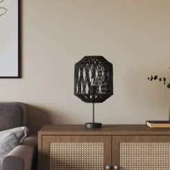 Hot Muebles tifón Pantalla de lámpara hierro y papel negra Ø23x28 cm Negro