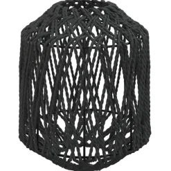 Hot Muebles tifón Pantalla de lámpara hierro y papel negra Ø23x28 cm Negro