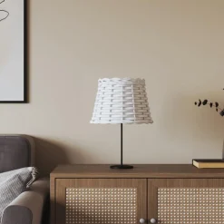 Online Muebles tifón Pantalla para lámpara mimbre blanco Ø20x15 cm Blanco