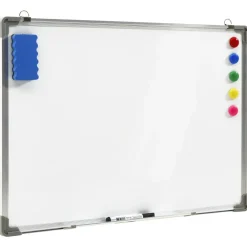 Fashion Muebles tifón Pizarra magnética de borrado en seco acero blanco 90x60 cm Blanco