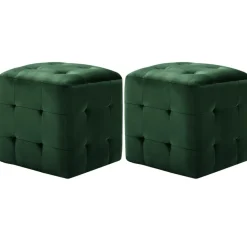 Best Muebles tifón Puf 2 unidades terciopelo verde 30x30x30 cm Verde