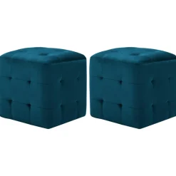 Best Muebles tifón Puf 2 unidades terciopelo azul 30x30x30 cm Azul