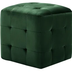 Best Muebles tifón Puf 2 unidades terciopelo verde 30x30x30 cm Verde