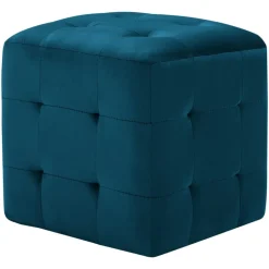 Best Muebles tifón Puf 2 unidades terciopelo azul 30x30x30 cm Azul