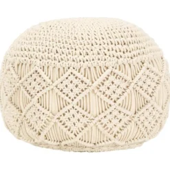 Discount Muebles tifón Puf de macramé hecho a mano algodón 45x30 cm