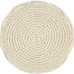 Clearance Muebles tifón Puf de macramé hecho a mano algodón 45x30 cm Beige