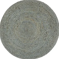 Clearance Muebles tifón Puf tejido a mano verde oliva 45x30 cm yute Verde