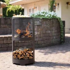 Hot Muebles tifón RedFire Brasero Buffalo de acero negro mate 44x90 cm Negro