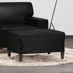 Best Muebles tifón Reposapiés de cuero sintético negro 70x55x41 cm Negro