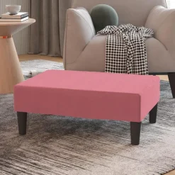 Clearance Muebles tifón Reposapiés de terciopelo rosa 78x56x32 cm Rosa