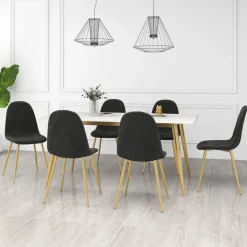 Best Muebles tifón Silla de comedor 6 unidades terciopelo negro Negro