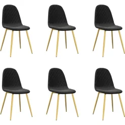 Best Muebles tifón Silla de comedor 6 unidades terciopelo negro Negro