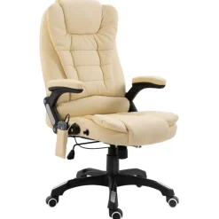 Clearance Muebles tifón Silla de oficina de masaje de cuero sintético color crema Crema