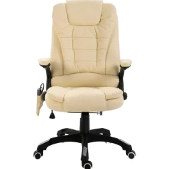 Clearance Muebles tifón Silla de oficina de masaje de cuero sintético color crema Crema