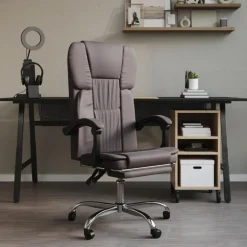 Best Muebles tifón Silla de oficina reclinable cuero sintético gris Gris
