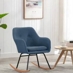 Best Muebles tifón Silla mecedora de tela azul Azul