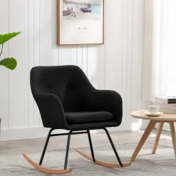 Best Muebles tifón Silla mecedora de tela negra Negro