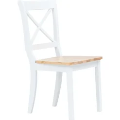 Best Muebles tifón Sillas comedor 4 uds madera maciza caucho blanco y madera claro Blanco