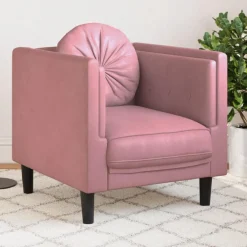 Best Muebles tifón Sillón con cojín terciopelo rosa Rosa