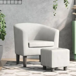 Best Muebles tifón Sillón con taburete cuero sintético blanco Blanco